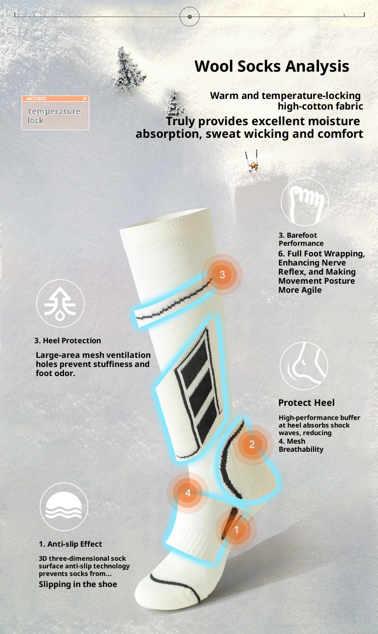 ActiveGo ActiveGo Sport's House Women's Winter Long Thickened Terry Climbing Merino Wool Ski Socks_voghion.com