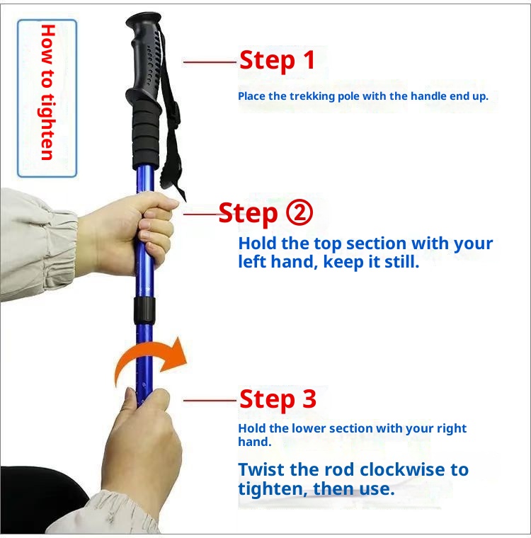 001 Outdoor Travel Climbing Multi-Functional Retractable Walking Stick Hiking Trail Three-Section Four-Section Ultra-Light_voghion.com