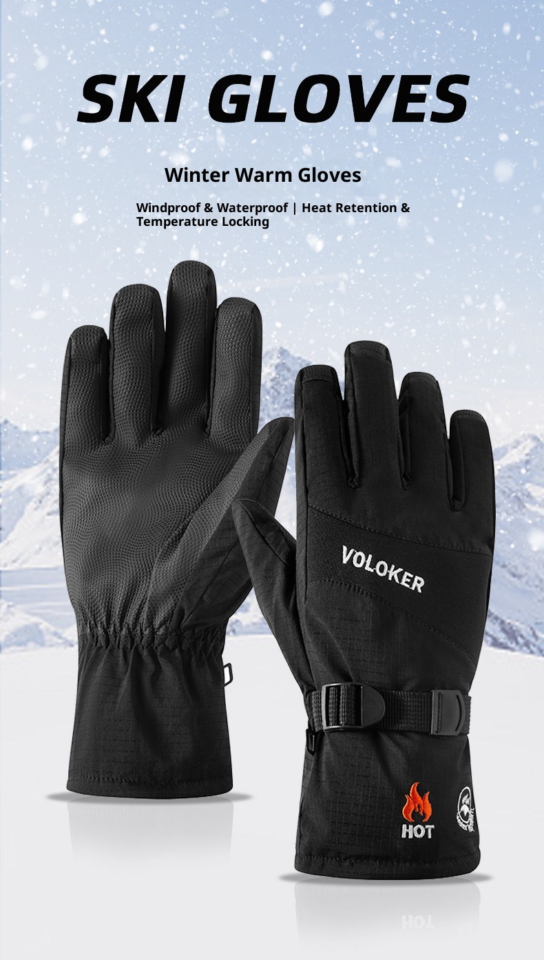 ActiveGo Heren Ski Winter Warme Buitensporten Winddicht Waterdicht Touchscreen Fleece Gevoerde Fiets Handschoenen_voghion.com
