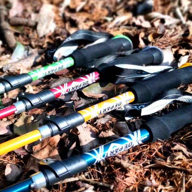 001 Lega di alluminio pieghevole ultraleggero ultra-corto telescopico bastone da trekking per esterni escursionismo arrampicata bastone da passeggio 5_voghion.com