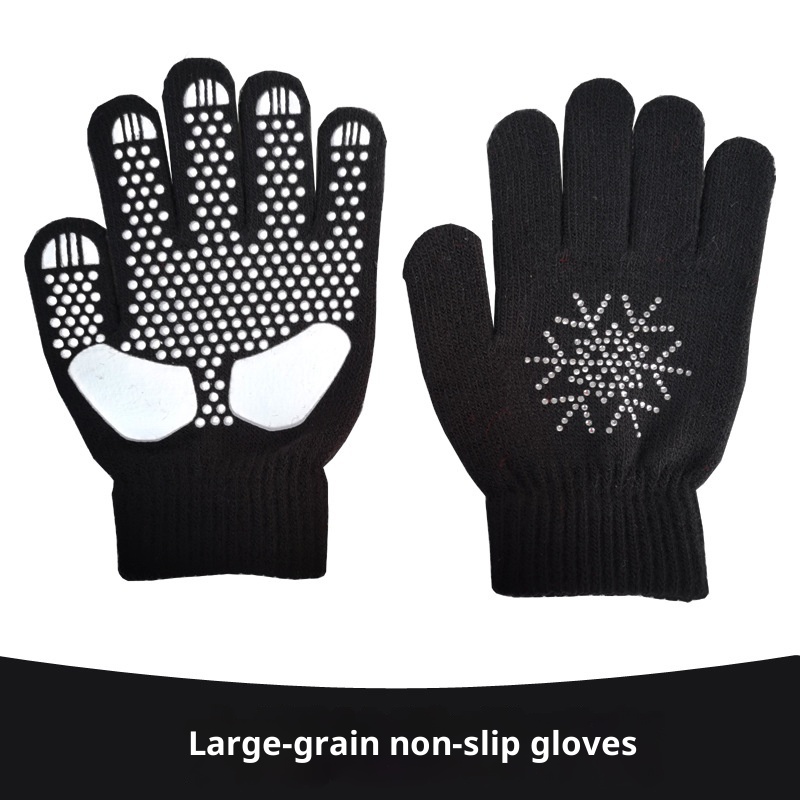 001 Verdickte, rutschfeste Eistanzhandschuhe mit Strassmuster und Punktmuster, geeignet für Erwachsene, Kinder und Erwachsene, Unisex._voghion.com