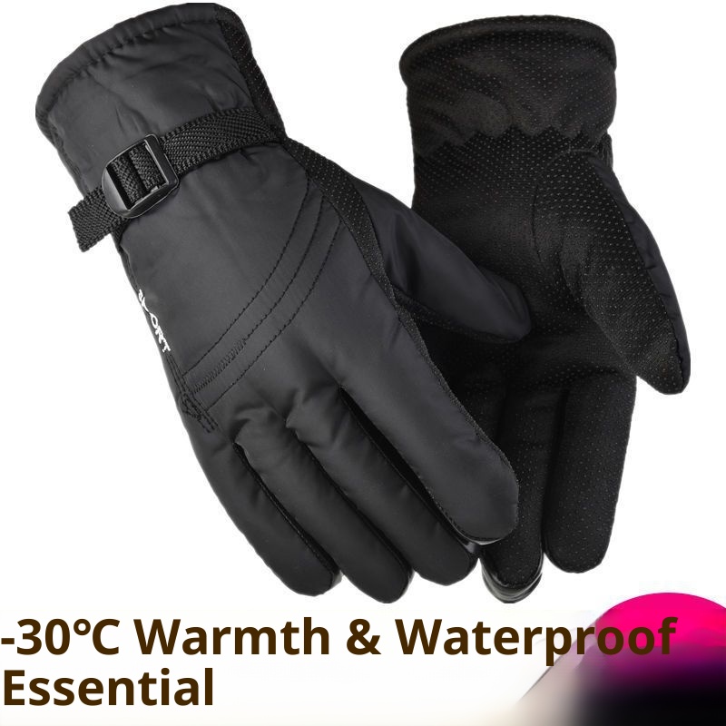 001 Herren-Skihandschuhe aus gefütterter, dicker Baumwolle, warm, winddicht, kältebeständig, wasserdicht, ideal für Studenten, Radfahrer, Motorradfahrer und den Winter._voghion.com