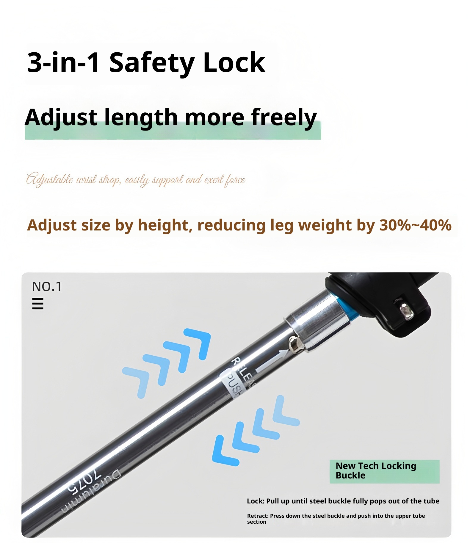 001 Cross-Border Sports Off-Road Five-Section Retractable Aluminum Alloy Folding Trekking Pole Professional Outdoor Hiking_voghion.com