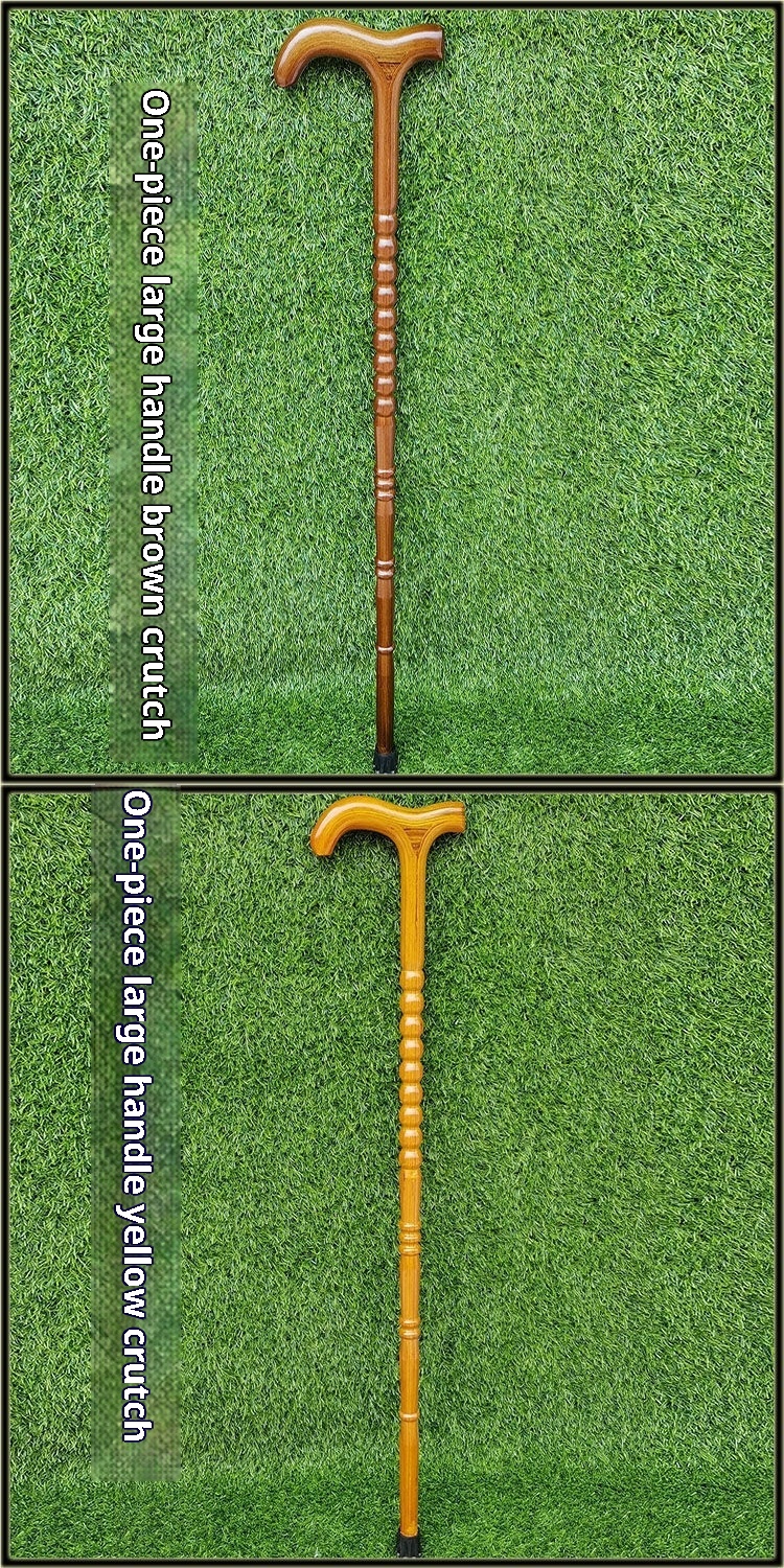 001 Bastone da trekking in legno per anziani Bastone da passeggio Bastone da passeggio singolo integrato in legno massello vintage con cuscinetto antiscivolo in rattan robusto No_voghion.com