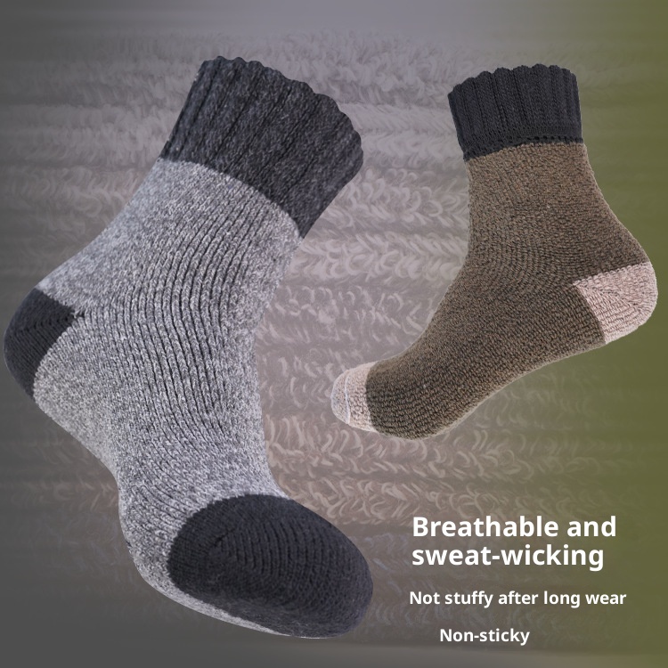 ActiveGo ActiveGo Merino Wool Hiking Running Autumn Winter Thickened Sports Socks Mid-Calf Wholesale Skiing Outdoor_voghion.com