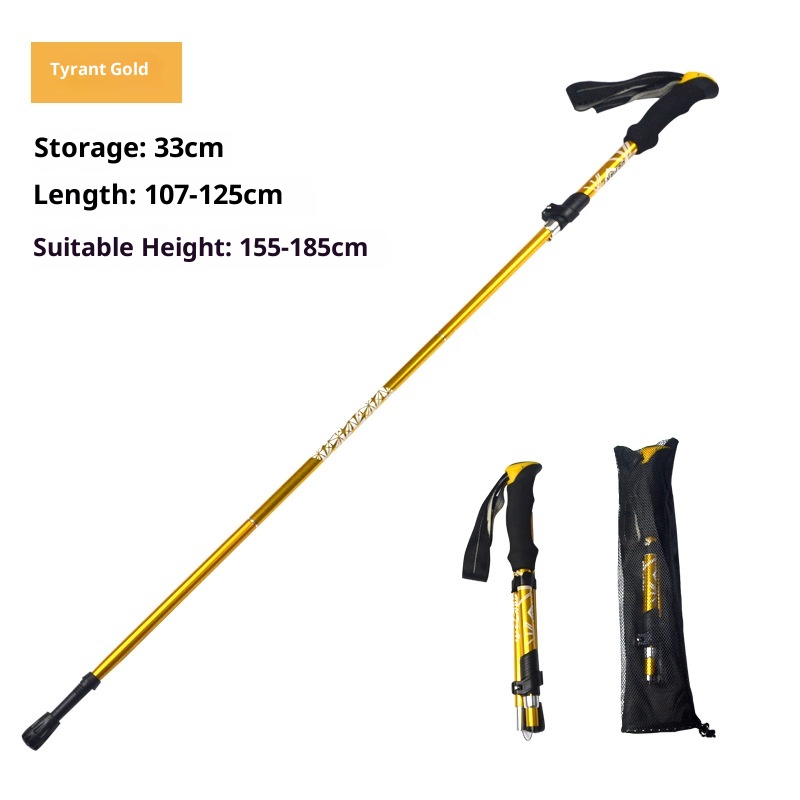 001 Lega di alluminio pieghevole ultraleggero ultra-corto telescopico bastone da trekking per esterni escursionismo arrampicata bastone da passeggio 5_voghion.com