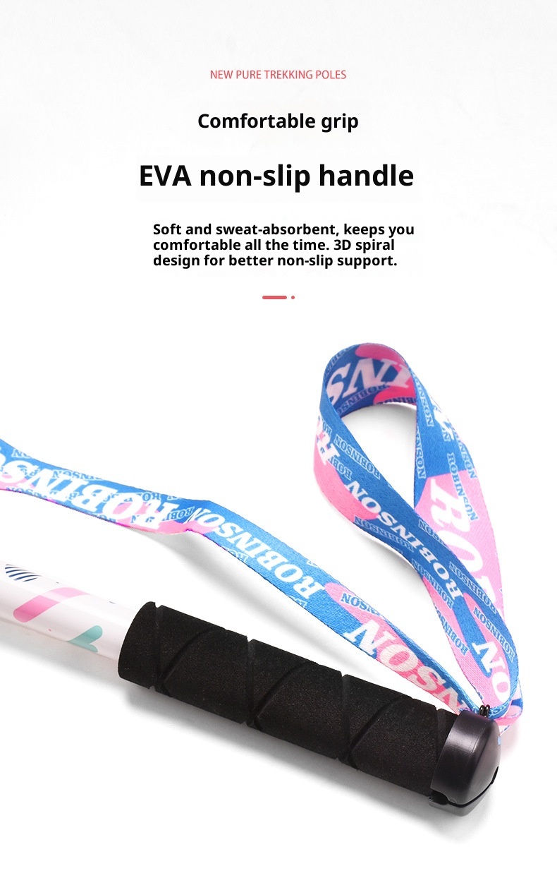 001 Robinson Kinder-Trekkingstock aus Aluminiumlegierung mit externer Verriegelung, ultraleicht, kurz, teleskopierbar, tragbar, für Jugendliche, Jungen und_voghion.com