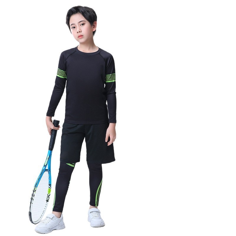 001 Children's Compression Training Suit Basketball Quick-Dry Sports Set Boys Running Fitness Yoga Thin Clothing_voghion.com