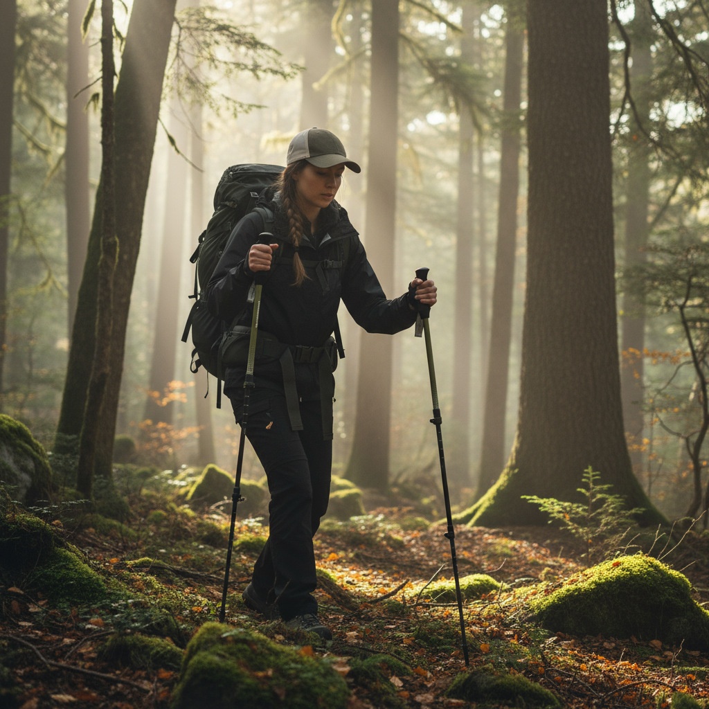 Bastón telescópico ultraligero de fibra de carbono 001 para trekking, de tres secciones, para hombres y mujeres, ideal para senderismo, escalada y actividades al aire libre._voghion.com
