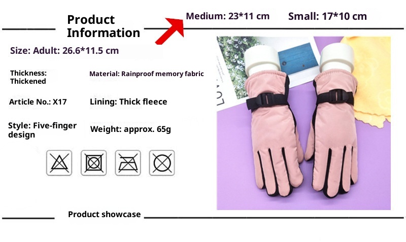 001 Thickened Ski Gloves For Women Winter Korean Version Cold-Proof Warm Cycling Cotton Fleece Student Electric Bike_voghion.com
