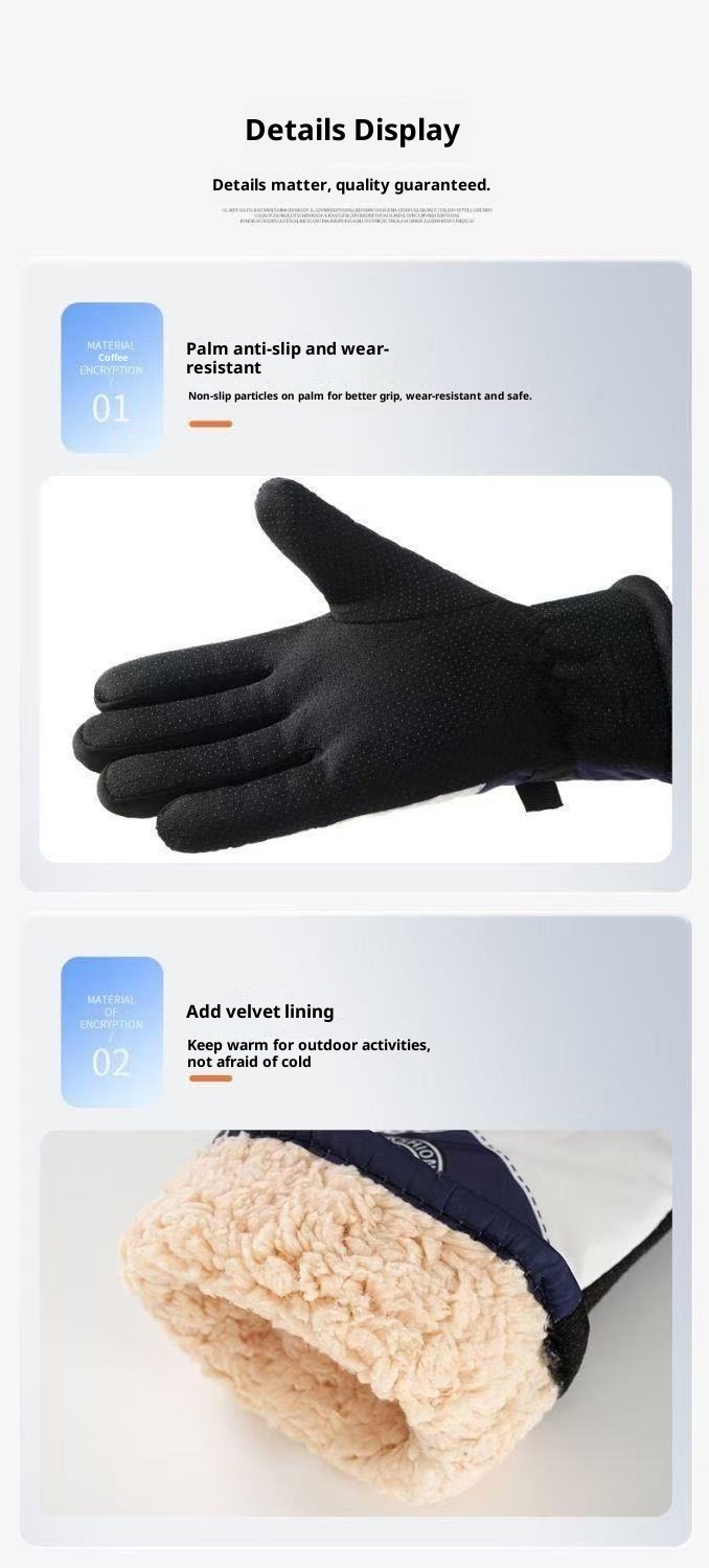 001 Herren Winter-Fahrradhandschuhe für E-Bikes, winddicht, kältebeständig, fleecegefüttert, dick gefüttert, warm, Touchscreen-fähig, aus Baumwolle_voghion.com