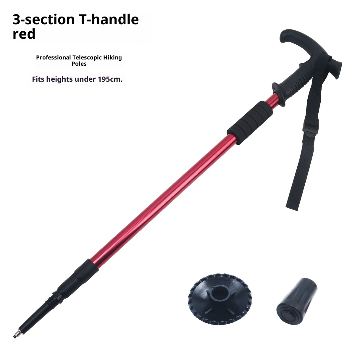 001 Bastone da passeggio retrattile da viaggio, da arrampicata, da trekking, da esterno, in lega di alluminio, multicolore, antiscivolo_voghion.com