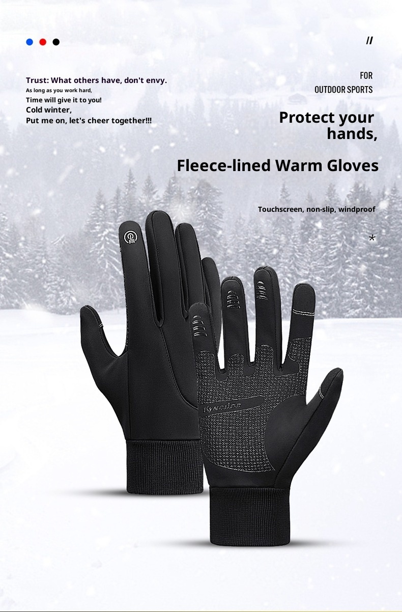 001 Outdoor Thermal Winter Sports Fece-Lined Skiing Women Touchscreen Windproof Non-Slip Heated Cycling Gloves Men_voghion.com