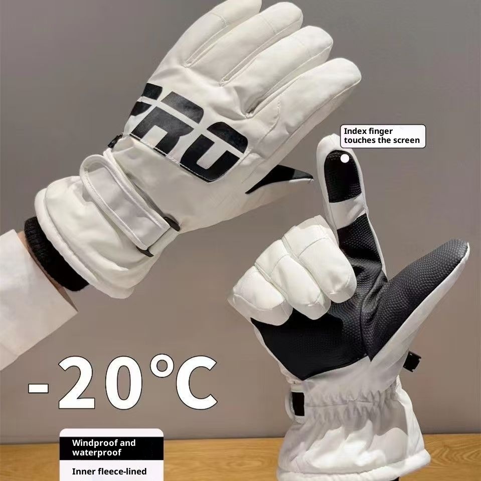 001 Herren Herbst Winter Winddichte, frostsichere, fleecegefütterte, verdickte Fahrradhandschuhe Damen Outdoor Siing Touchscreen Eis_voghion.com