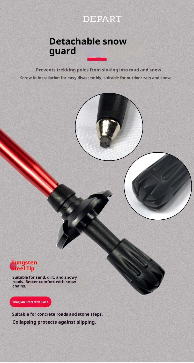 001 Lega di alluminio pieghevole ultraleggero ultra-corto telescopico bastone da trekking per esterni escursionismo arrampicata bastone da passeggio 5_voghion.com