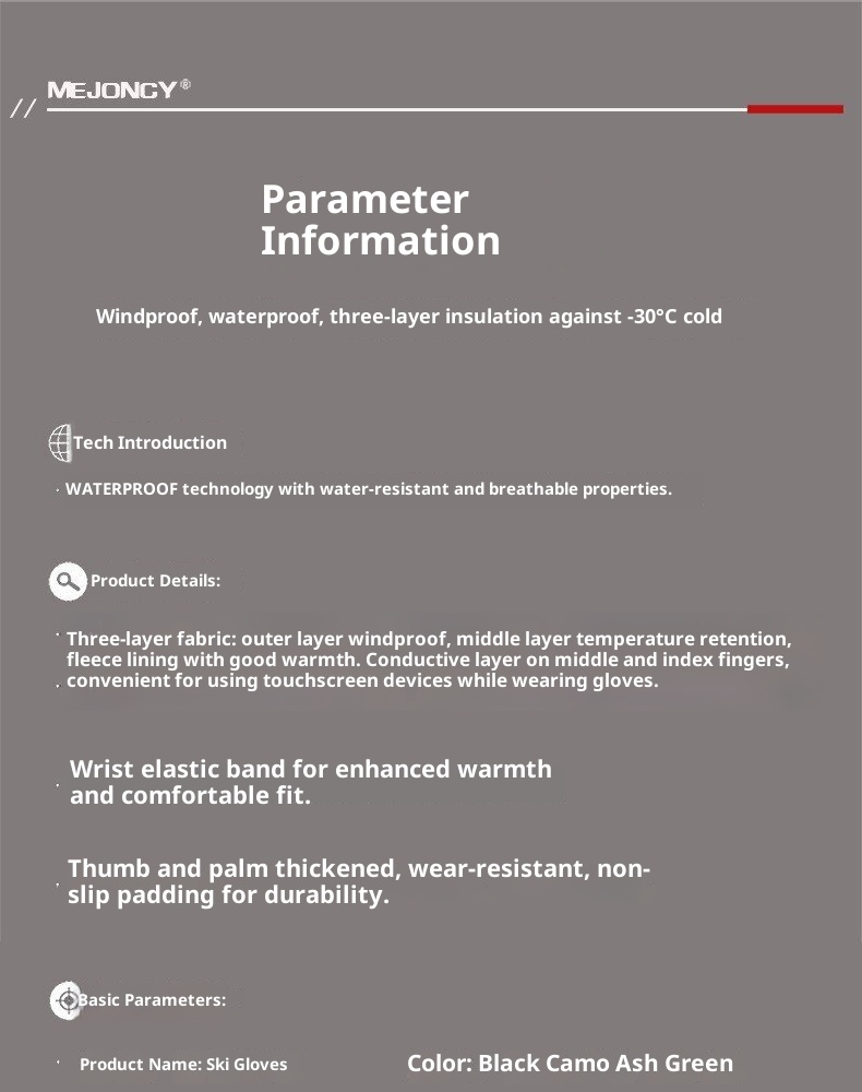 ActiveGo Winter New Fleece-Lined Warm Gloves Outdoor Skiing Cycling Touchscreen Windproof Cold-Proof Non-Slip Mountaineering_voghion.com