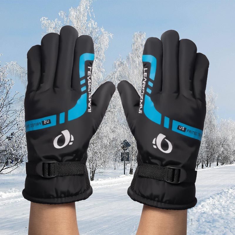 001 Winter Warm Men's Gloves For Cycling Skiing, Fleece-Lined, Thickened, Windproof, Non-Slip, Motorcycle, Electric Scooter,_voghion.com