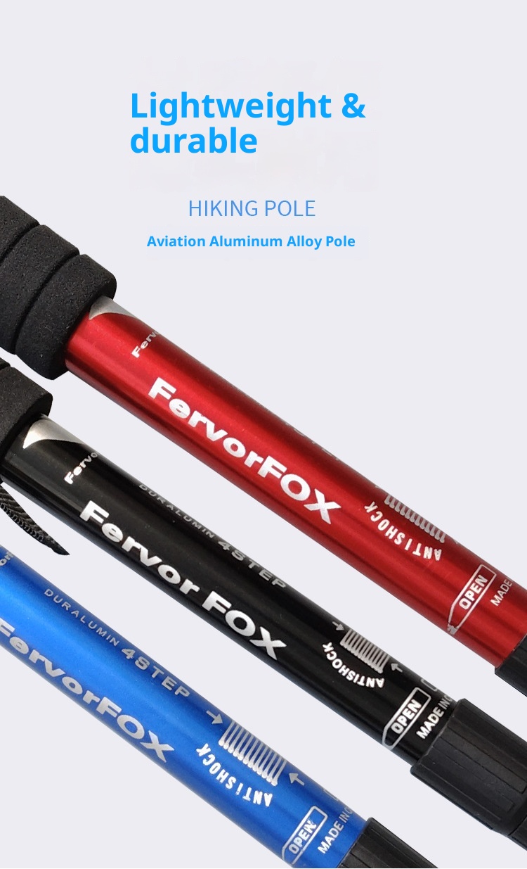 001 Telescopic Four-Section Three-Section Aluminum Alloy Elderly Shock Absorption Ultra-Light Straight Curved Handle Hiking_voghion.com