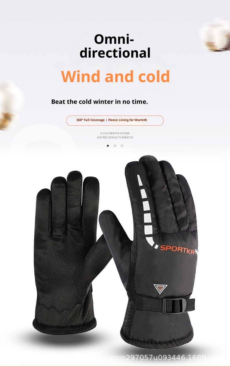 Guanti da sci invernali da uomo, foderati in pile, caldi, spessi, antifreddo, impermeabili, per motociclisti, da esterno, in cotone touch screen_voghion.com