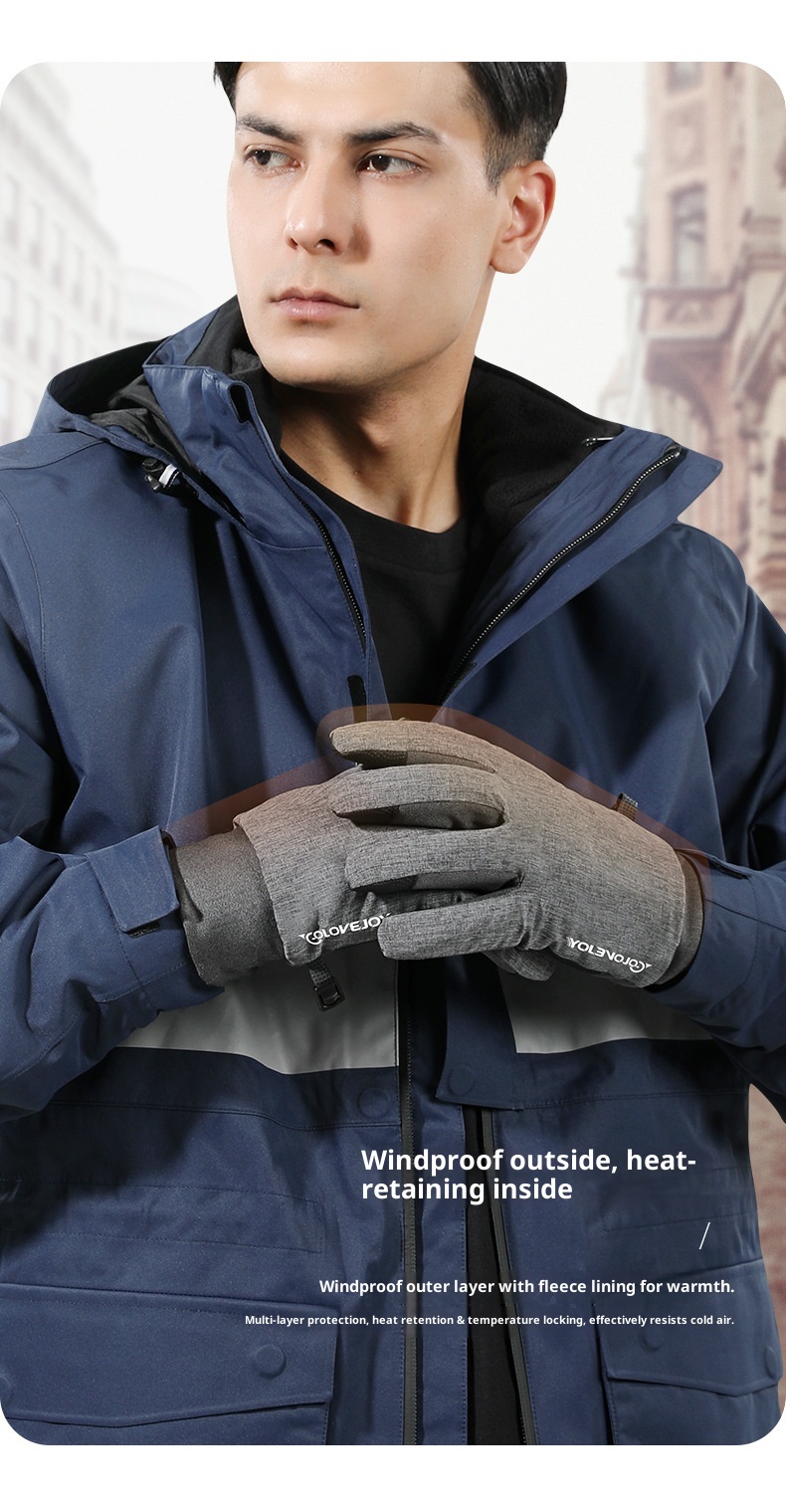 ActiveGo Outdoor Cycling Thermal Winter Couple Riding Windproof Coldproof Fleece Lined Thickened Non-slip Ski Touchscreen Gloves_voghion.com