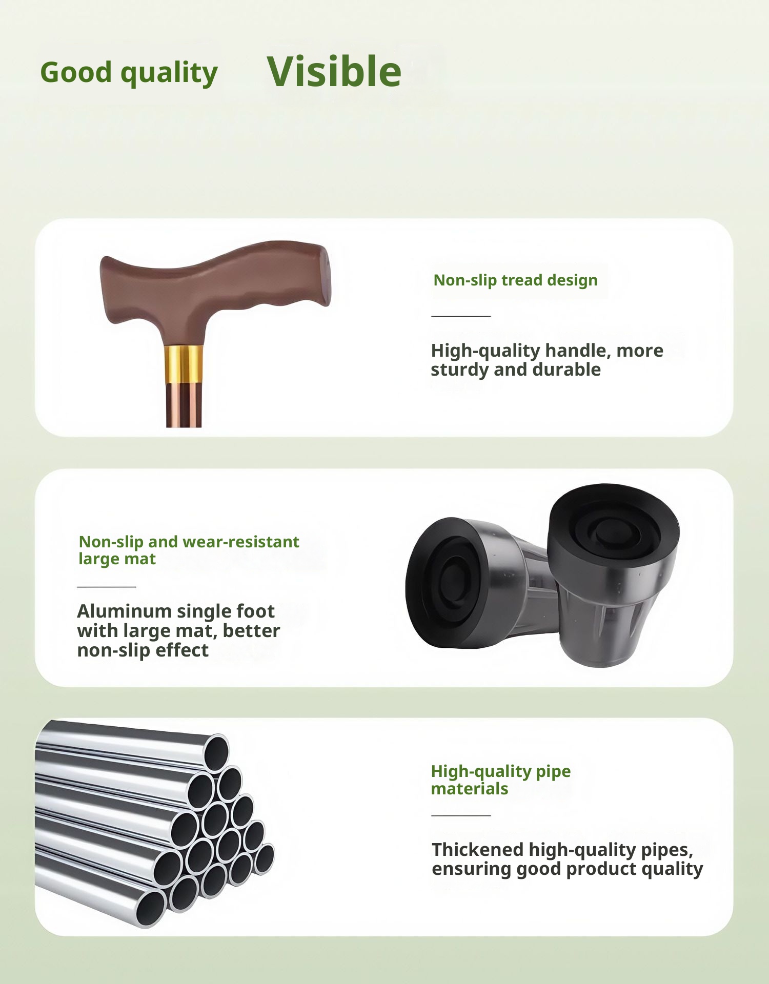 001 For Elderly, Thickened Anti-Slip Stick, Telescopic Adjustable Stainless Steel Aluminum Alloy Walking Stick_voghion.com