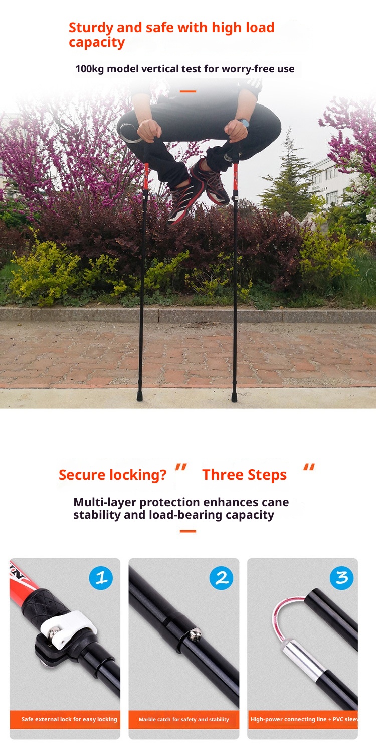 001 Robinson Trekking Pole Folding Aluminum Alloy Five Sections Ultra-Light Telescopic Outdoor Ultra-Short Trail Running_voghion.com