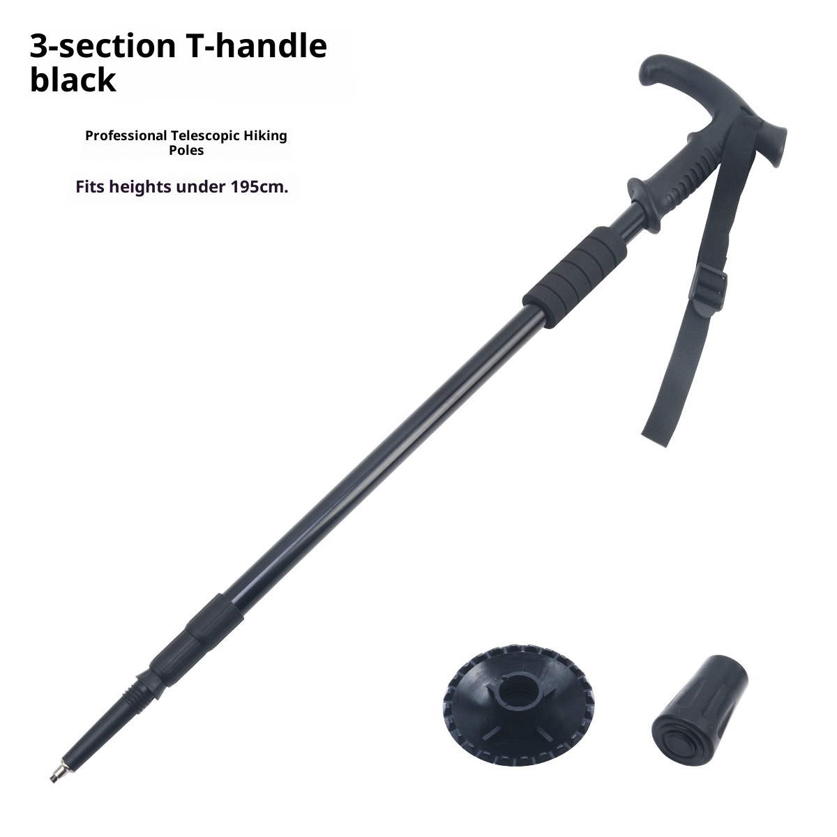 001 Bastone da passeggio retrattile da viaggio, da arrampicata, da trekking, da esterno, in lega di alluminio, multicolore, antiscivolo_voghion.com