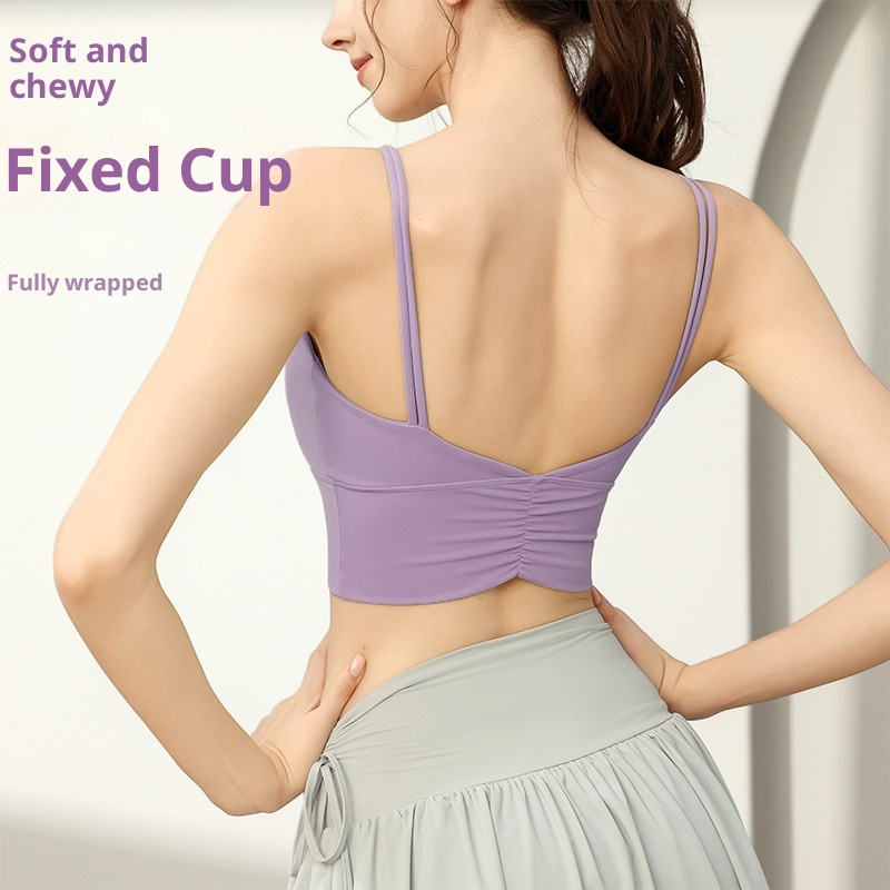 001 Sports For Women Summer High-Intensity Fitness Running Shockproof Vest Anti-Sagging Back Ruched Yoga Bra_voghion.com