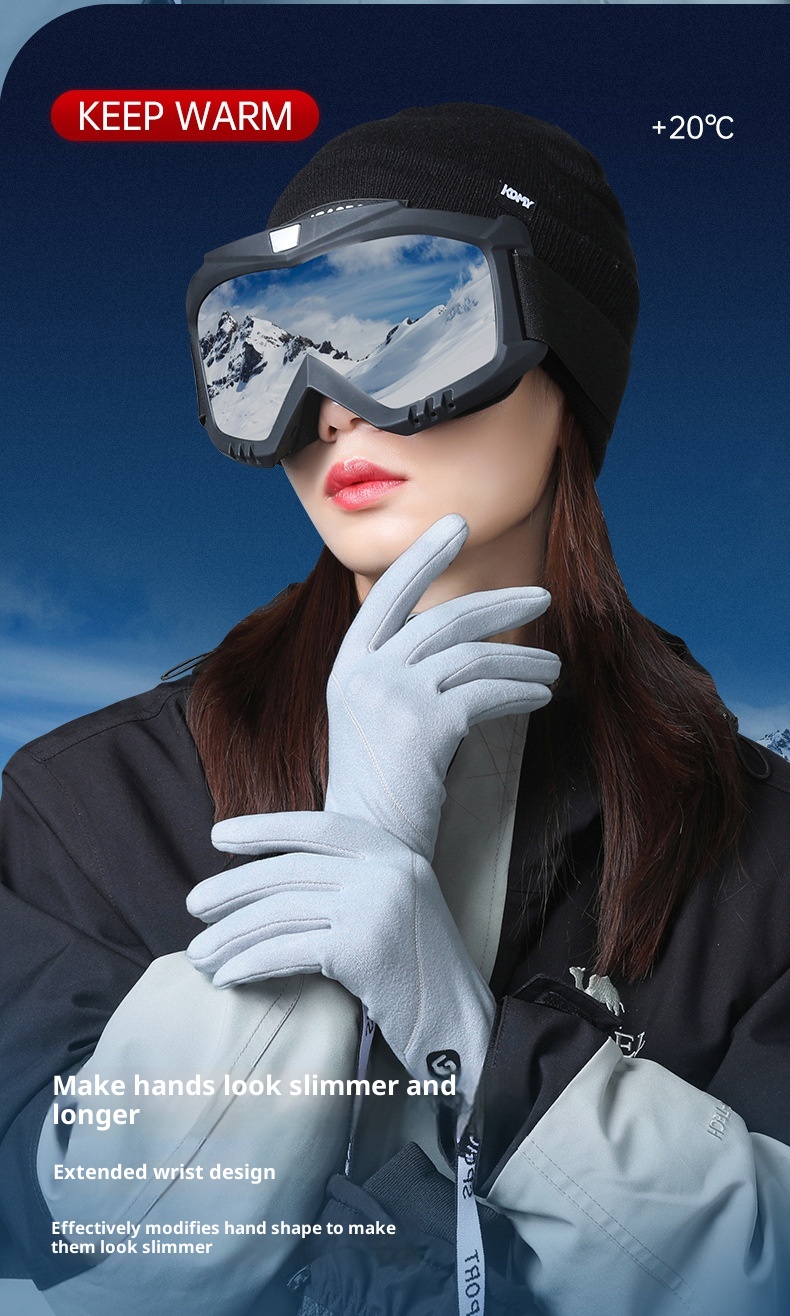 001 Damen-Ski-Innenhandschuh, Herbst, Fleece-gefüttert, winddicht, kältebeständig, Fahrrad-Innenfutter, Winter-Thermohandschuhe_voghion.com