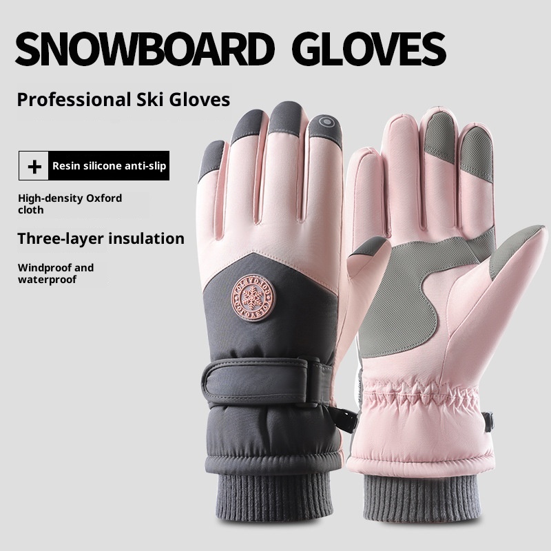 Gants de moto d'extérieur 001, grands, en coton, tactiles, pour hommes et femmes, chauds, en polaire épaisse et coupe-vent, pour l'hiver, la conduite et le ski._voghion.com