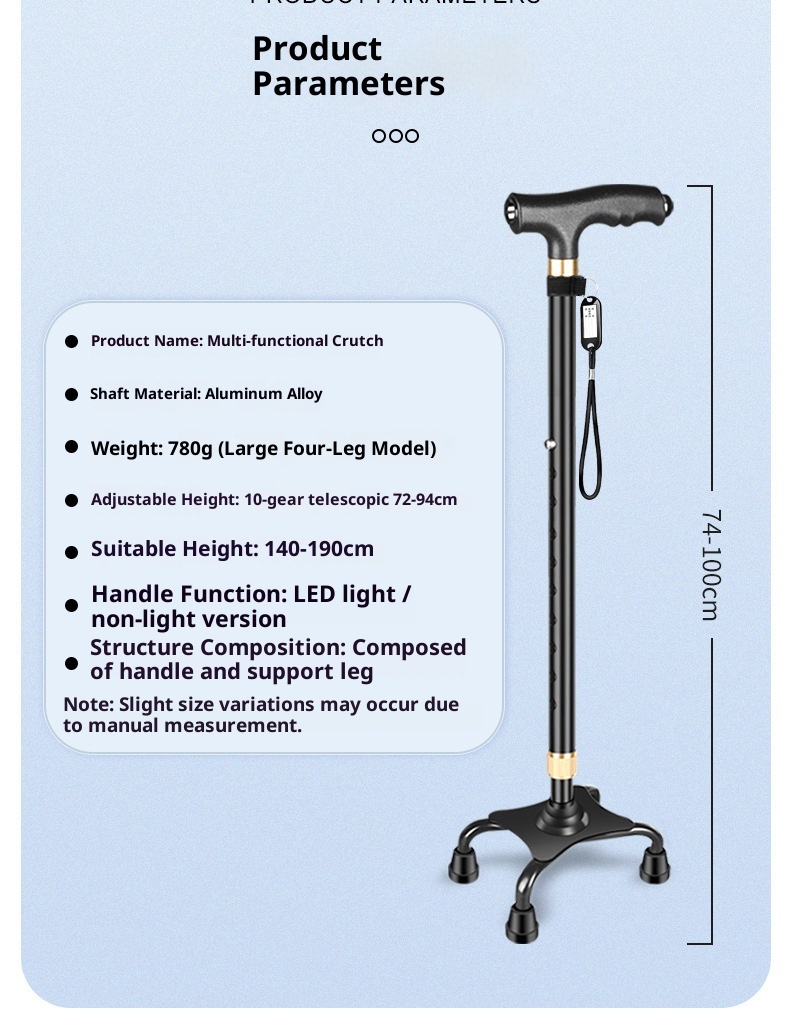 001 Elderly Telescopic Four-Legged For Seniors Special Armrest Cane Lightweight Multifunctional Non-Slip Walking Stick_voghion.com