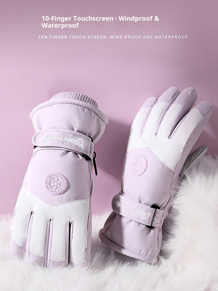 001 Winter-Skihandschuhe für Herren, Touchscreen-fähig, wasserdicht, fleecegefüttert, dick gefüttert, warm, winddicht, für Outdoor-Sportarten, für Studenten_voghion.com