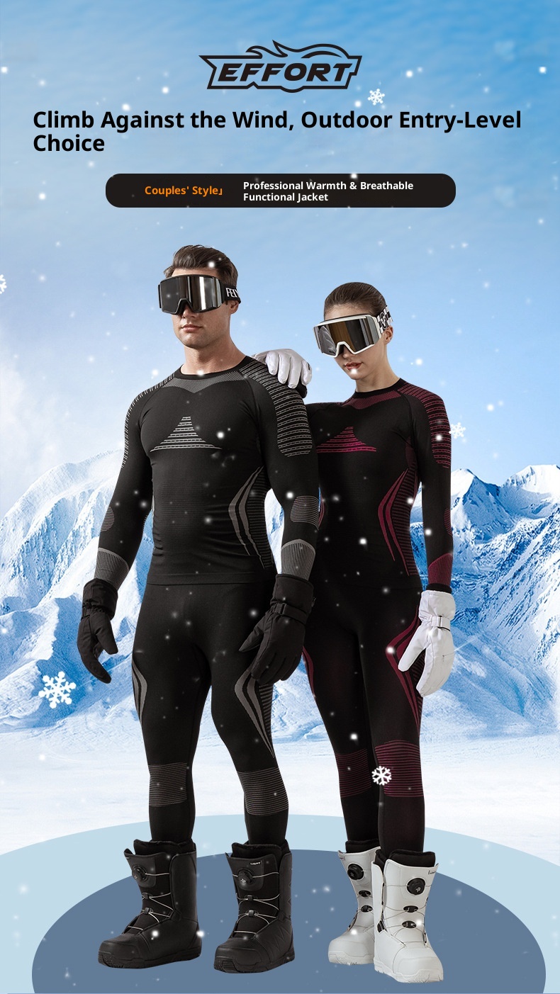 001 Autumn Winter Outdoor Ski Quick-Dry Sports Men Women Moisture-Wicking Base Layer Compression Thermal Underwear Set_voghion.com
