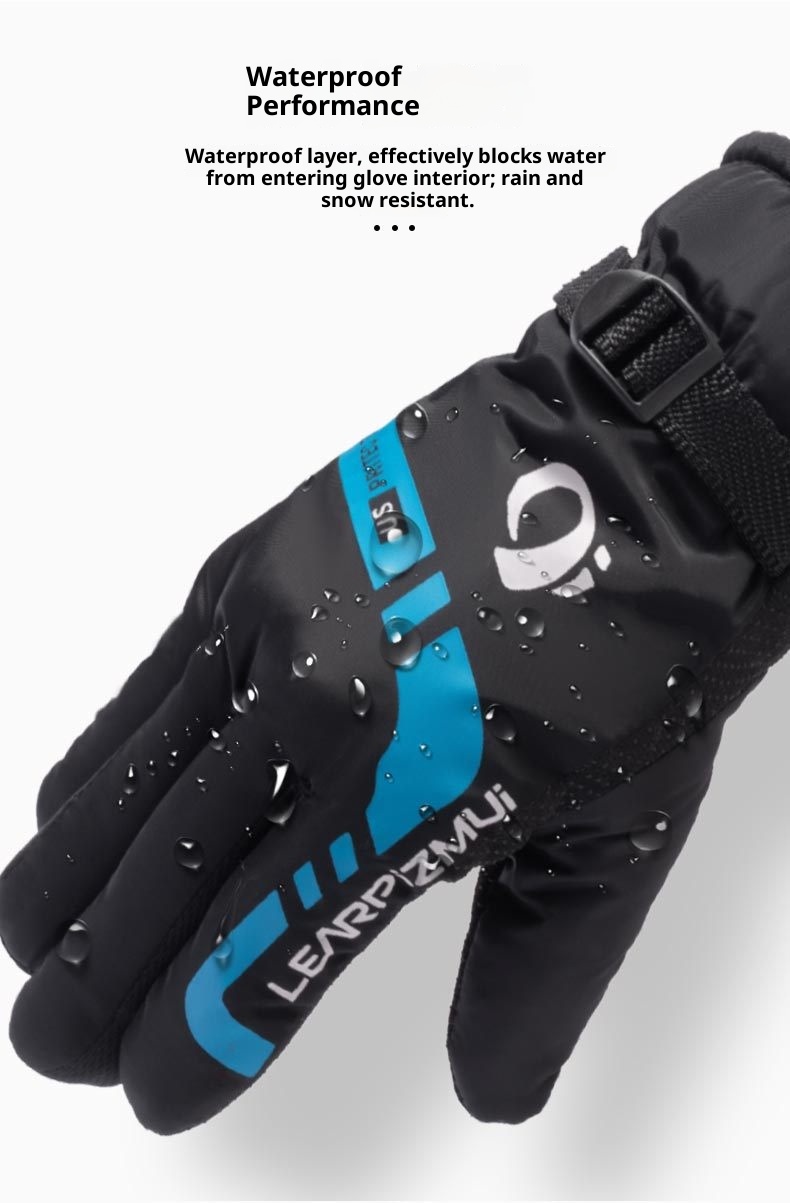 001 Winter Warm Men's Gloves For Cycling Skiing, Fleece-Lined, Thickened, Windproof, Non-Slip, Motorcycle, Electric Scooter,_voghion.com