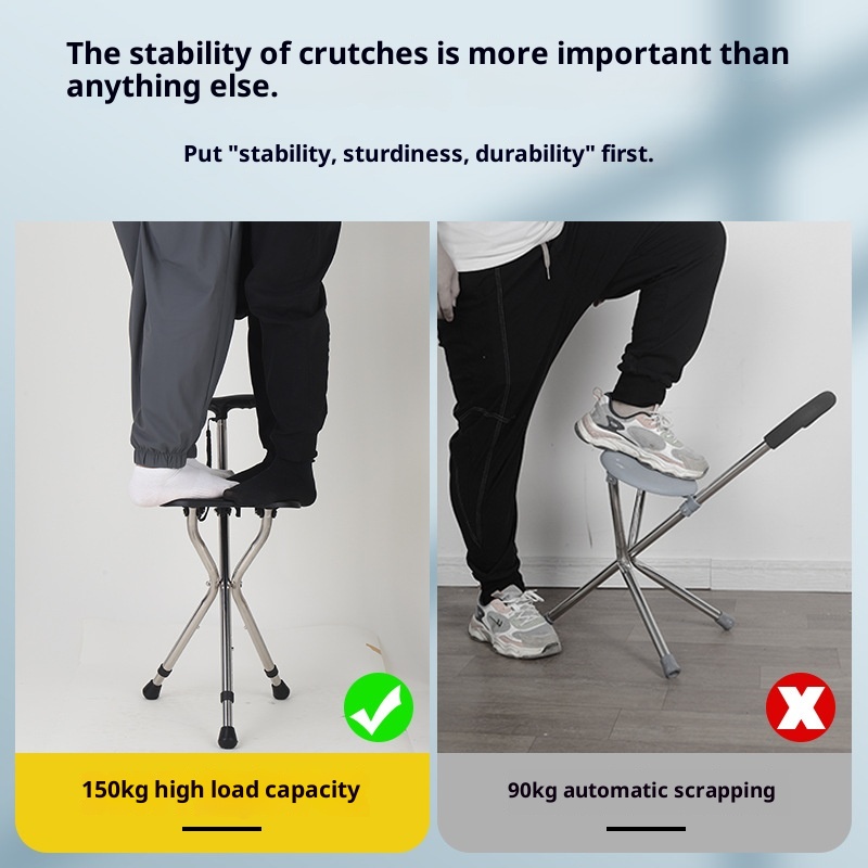 001 Bastone da passeggio portatile per anziani, multifunzionale, con seduta allargata, sgabello in canna, illuminazione in acciaio inossidabile ispessito_voghion.com