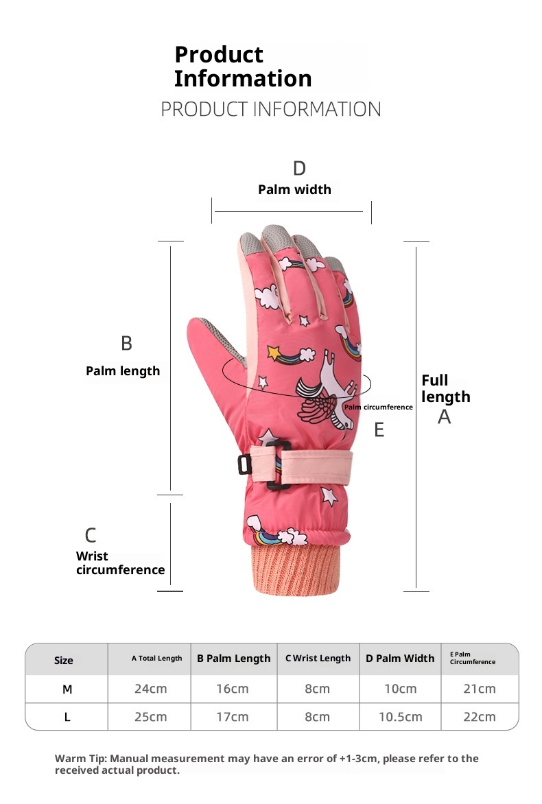 001 Kinder-Skihandschuhe, Winter, Fleece-gefüttert, dick, rutschfest, für Jungen und Mädchen, speziell für grenzüberschreitende Einsätze, wasserabweisend_voghion.com