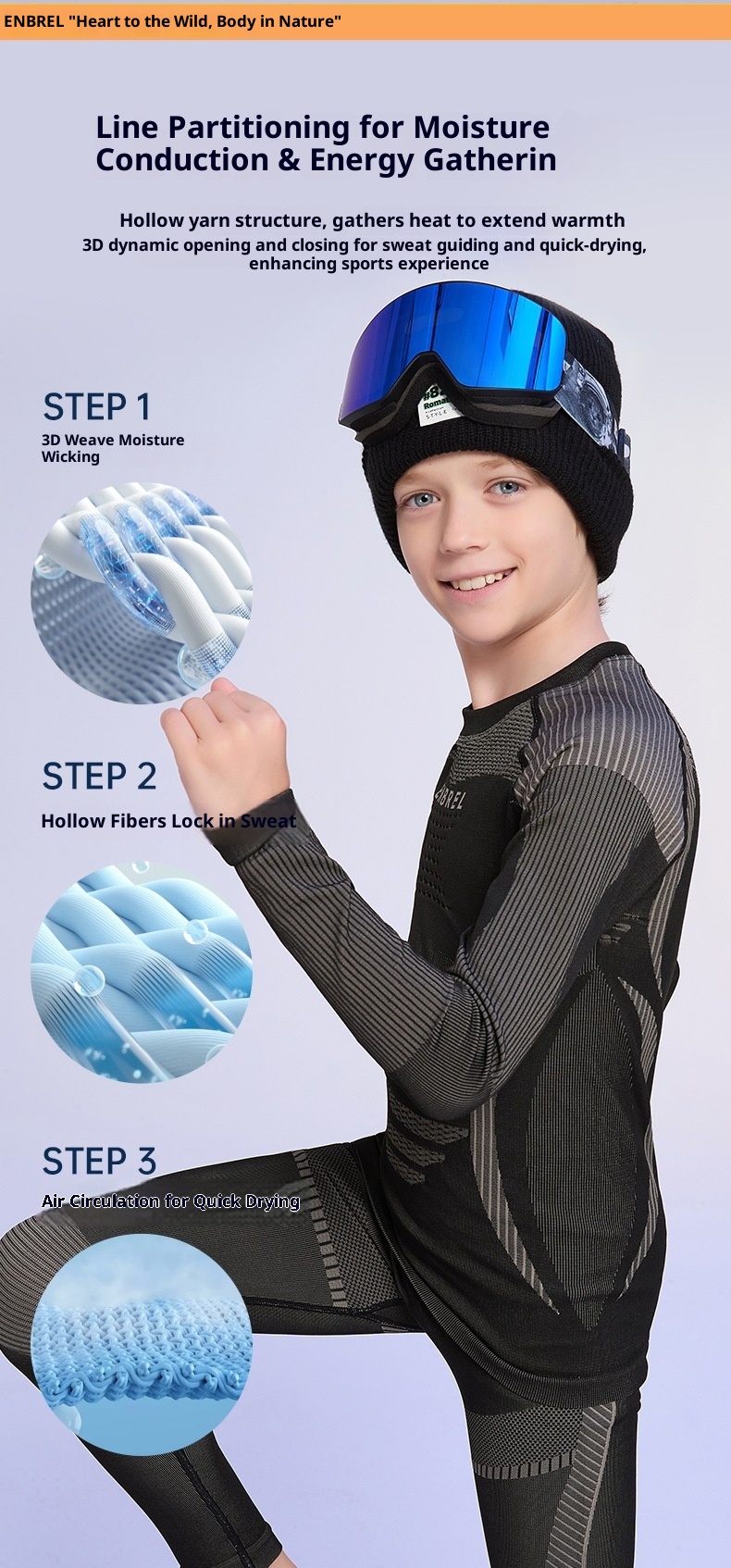 001 Set di biancheria intima termica e elastica aderente per bambini e bambine, da sci, da corsa, ad asciugatura rapida_voghion.com