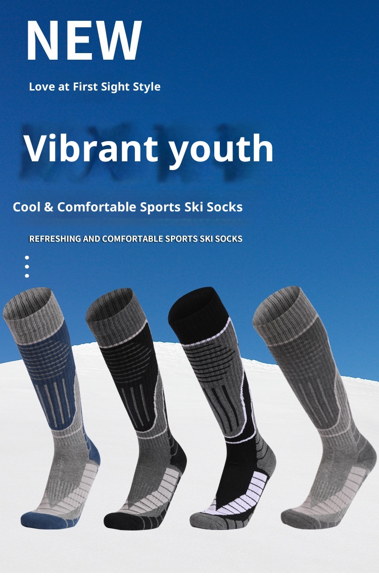 ActiveGo ActiveGo Nuovi calzini da sci professionali per uomo e donna, caldi, antiscivolo, fondo in asciugamano, spessi, tubolari alti, calzini sportivi da escursionismo_voghion.com
