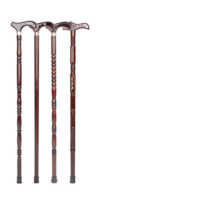 001 Bastone da passeggio in legno massello antiscivolo per anziani con impugnatura a forma di testa di drago, leggero, a quattro zampe, anticaduta_voghion.com