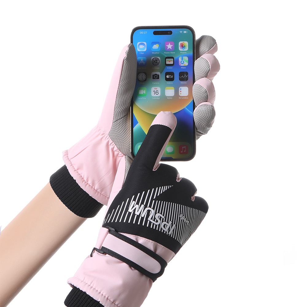 001 Neue, dicke Winterhandschuhe für Herren zum Skifahren und Radfahren, warm, fleecegefüttert, winddicht, wasserdicht, touchscreentauglich, modisch_voghion.com