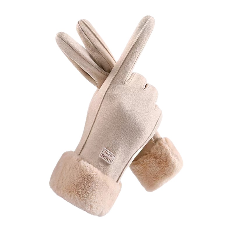 001 Warm voor dames Winter Fleece gevoerd Verdikt Fietsen Koudebestendig Winddicht Touchscreen Outdoor Skiën Rijhandschoenen_voghion.com
