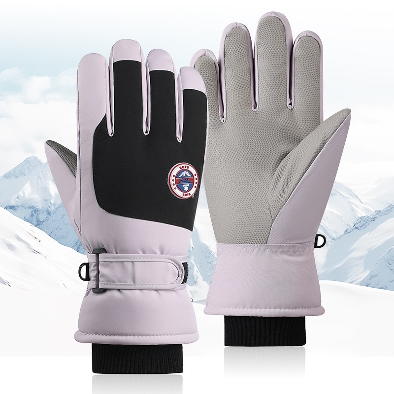 Gants de moto d'extérieur 001, grands, en coton, tactiles, pour hommes et femmes, chauds, en polaire épaisse et coupe-vent, pour l'hiver, la conduite et le ski._voghion.com