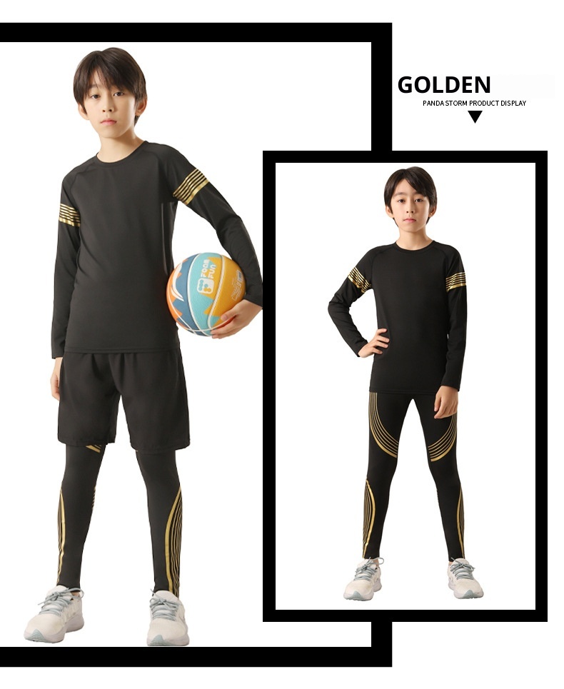 001 Maglia intima da sci attillata per bambini, ad asciugatura rapida, foderata in pile, per autunno e inverno, per sport, basket e calcio, allenamento interno_voghion.com