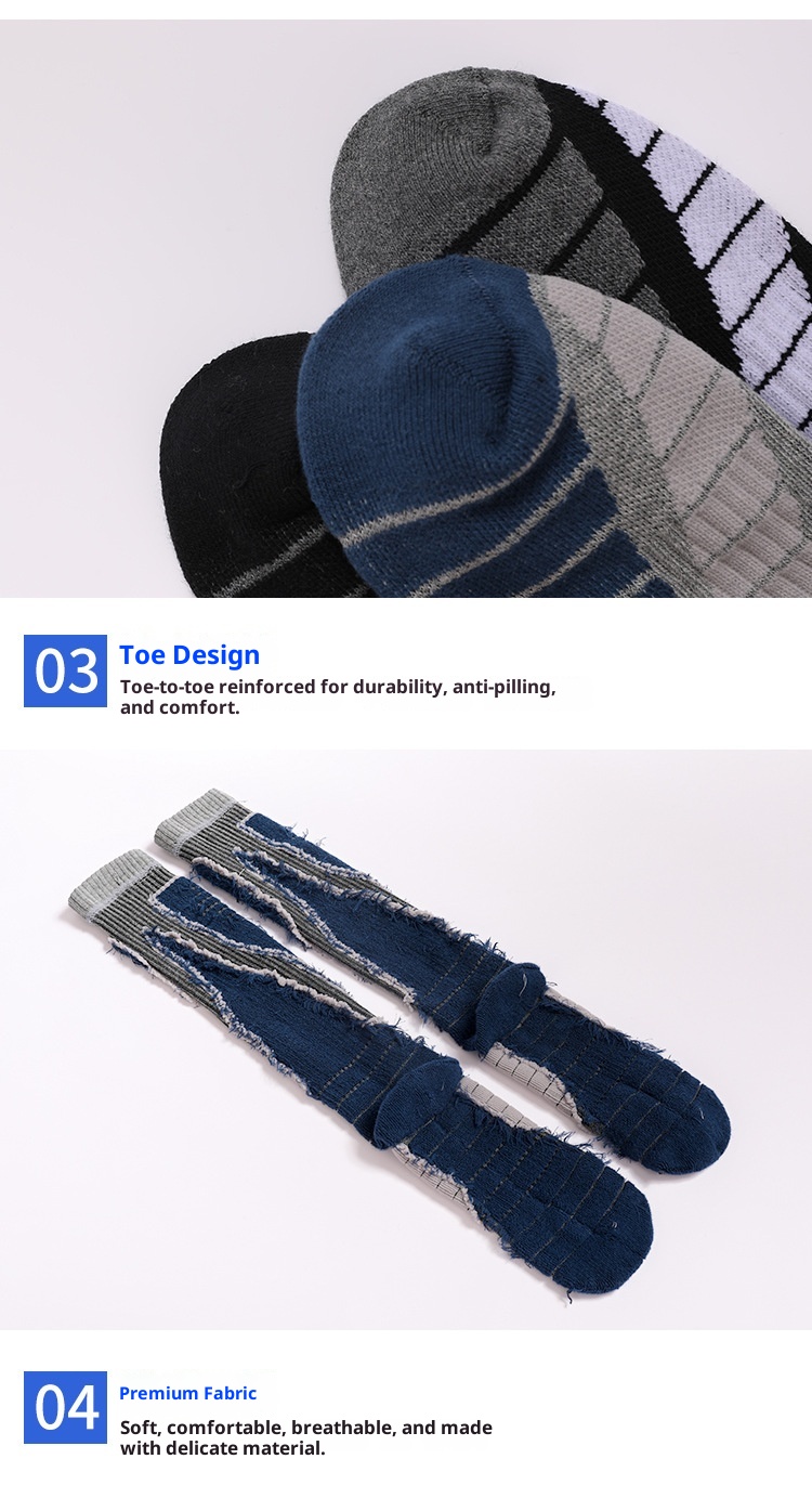 ActiveGo ActiveGo Nuovi calzini da sci professionali per uomo e donna, caldi, antiscivolo, fondo in asciugamano, spessi, tubolari alti, calzini sportivi da escursionismo_voghion.com