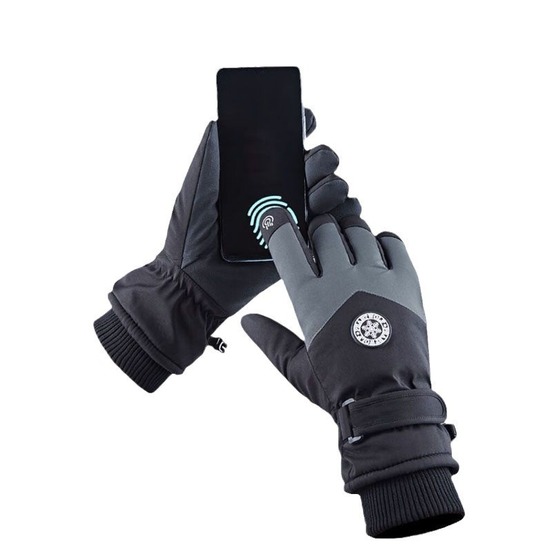 001 Herren-Winter-Skihandschuhe aus Baumwolle, kältebeständig, Touchscreen-kompatibel, fleecegefüttert, verdickt, wasserdicht, winddicht, warm, Damen_voghion.com