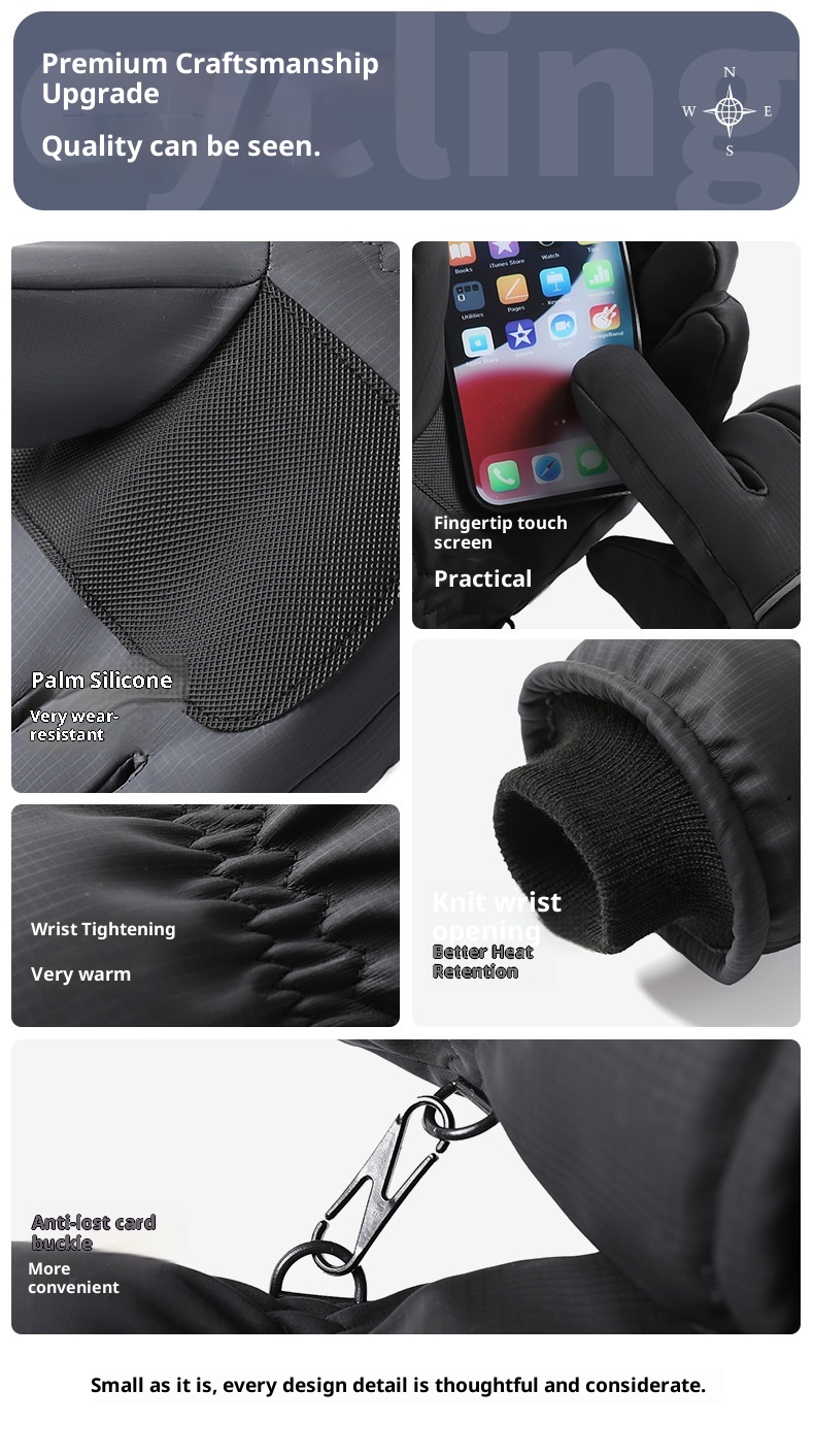 Combinaison de ski ActiveGo Outdoor pour hommes et femmes, doublée polaire, épaisse, tactile, coupe-vent, imperméable, idéale pour le cyclisme et électrique._voghion.com