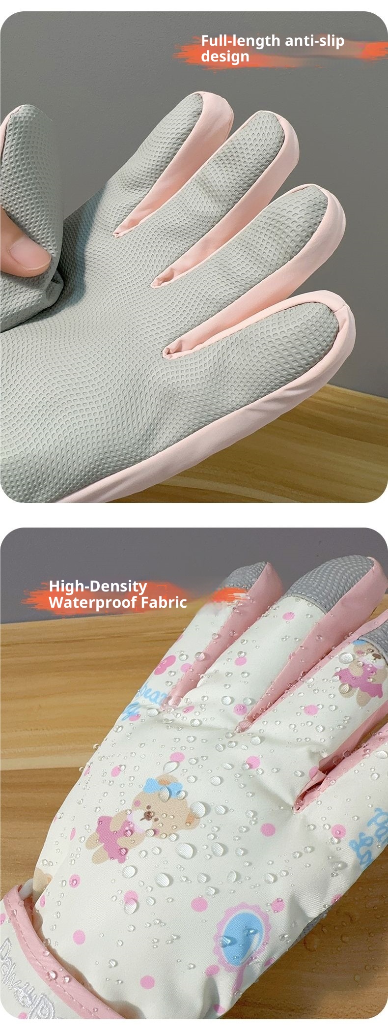 001 Niedliche Bären-Skihandschuhe für Damen, Winter, Baumwolle, warm, kältebeständig, wasserdicht, fleecegefüttert, verdickt, Touchscreen-kompatibel, Radfahren_voghion.com