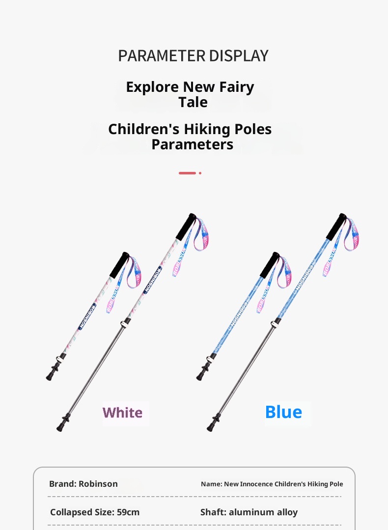 001 Robinson Kinder-Trekkingstock aus Aluminiumlegierung mit externer Verriegelung, ultraleicht, kurz, teleskopierbar, tragbar, für Jugendliche, Jungen und_voghion.com