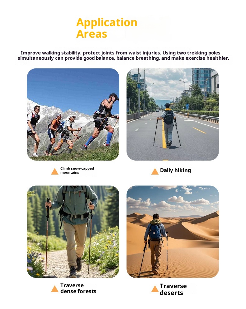 001 6061 Aviation Aluminum Alloy Cleye Outdoor Hiking Telescopic Trekking Pole Walking Stick Crutch Four Section Straight_voghion.com