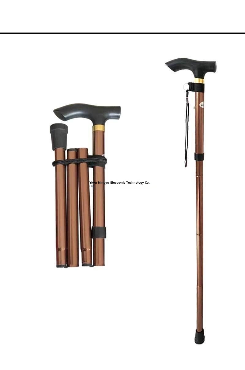 001 Wanderstock, fünfteilig, faltbar, ultrakurz, teleskopierbar, für Damen und Herren, Gummi, ohne Aufdruck_voghion.com